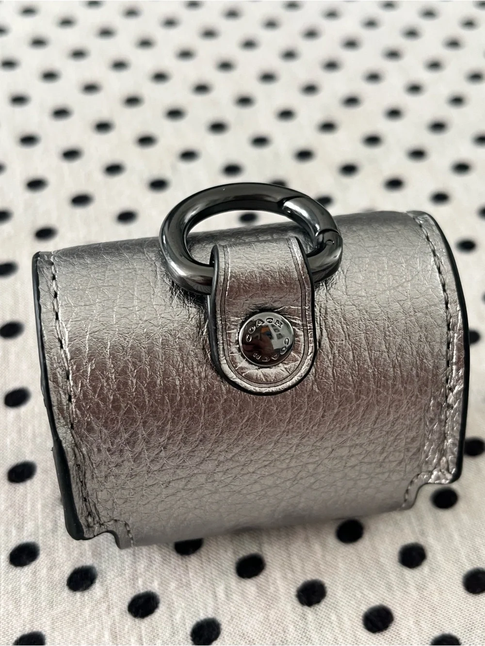 Coach Metallic Silver Leather AirPod Pro/ Accessory Case